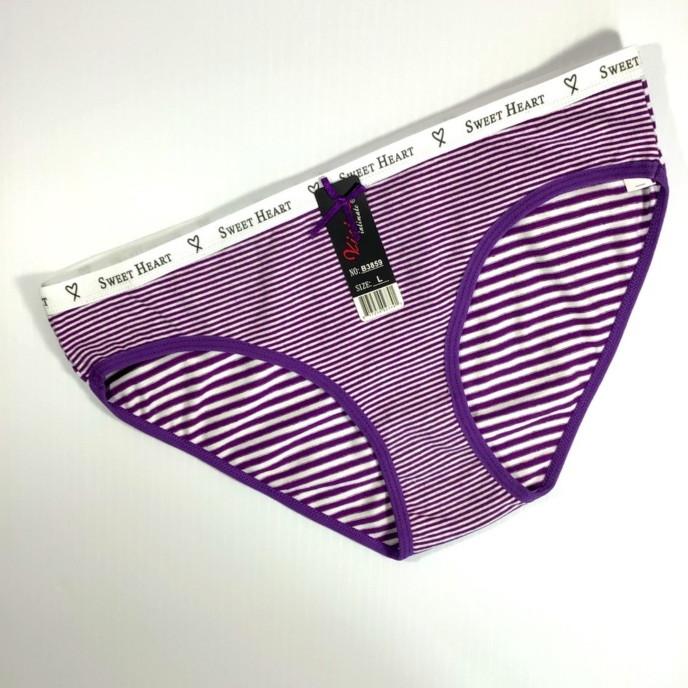 Vision Intimate Purple and White Stripe Panties Underwear - Size Large